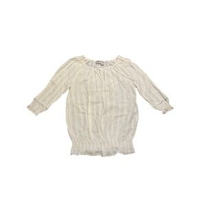 Chico's Peasant Top Womens Sz 3 Metallic Stripe Detail Blouse‎ Fairy Cottagecore